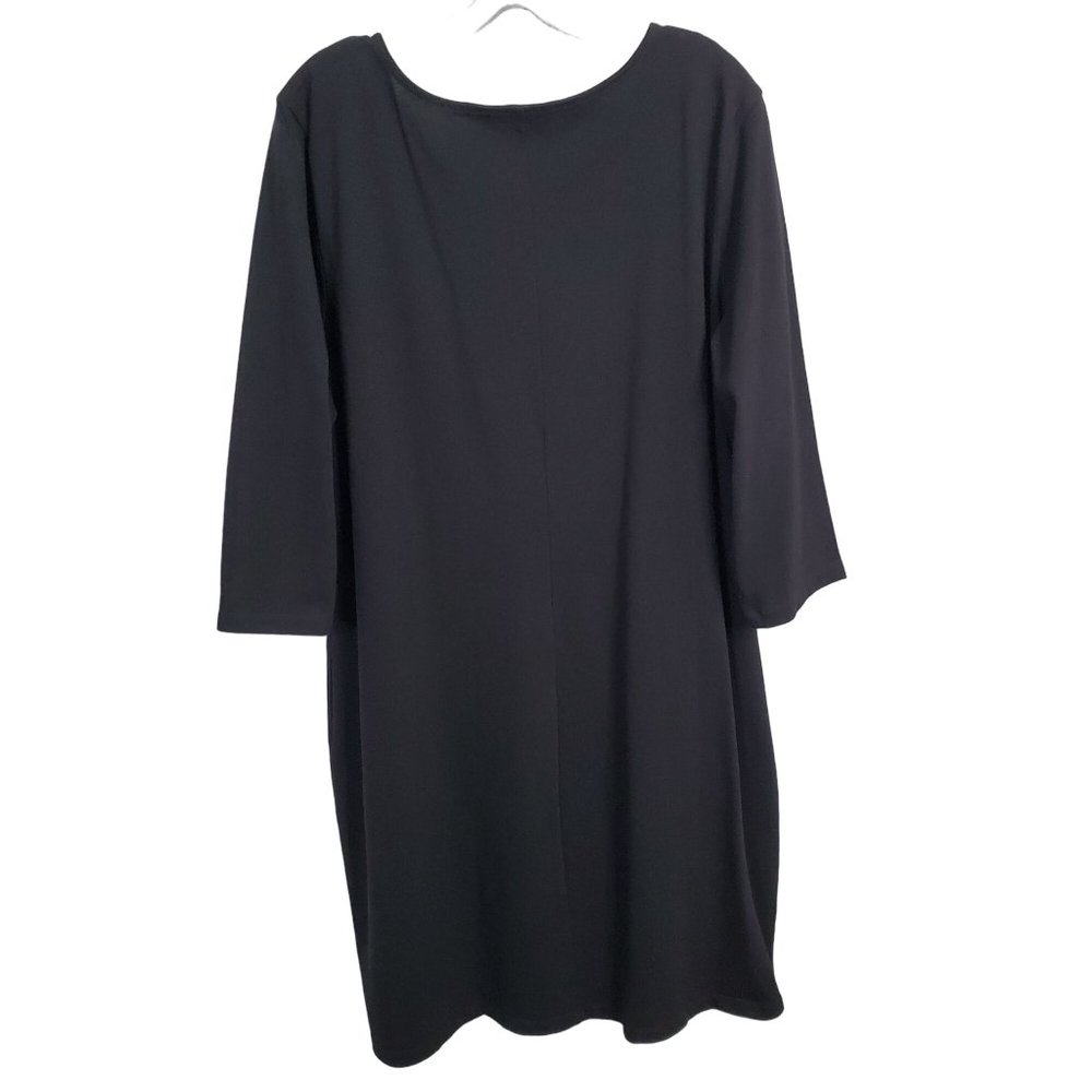Old Navy NWT Sz 2X Plus Dress Ponte Knit 3/4 Sleeve Scoop Midi Minimalist Black - Picture 3 of 13